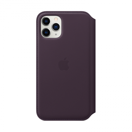 Funda de cuero color berenjena con tapa de apple para iphone 11 pro