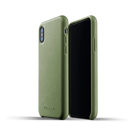 Funda iPhone Xs y iPhone X de cuero vegetal color verde oliva de Mujjo