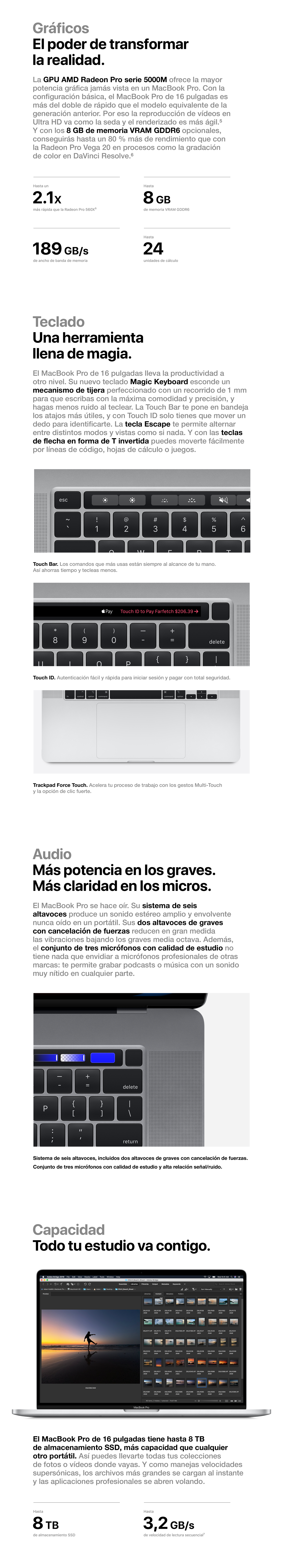 información sobre el macbook pro de 16 pulgadas