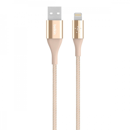 Cable lightning de carga para iPhone y iPad Dorado de Belkin Duratek