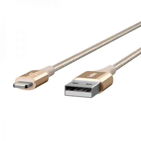 Cable lightning de carga para iPhone y iPad Dorado de Belkin Duratek