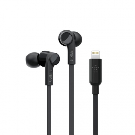 Auriculares Belkin negros con conexión Lightning