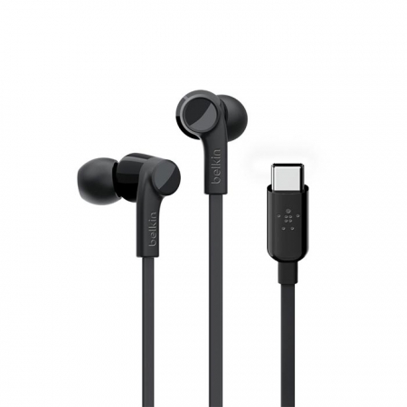 Auriculares Belkin negros con conexión USB-C