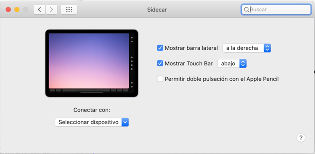 Seleccionar iPad para utilizar con sidecar