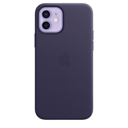 Funda de piel iPhone 12 y iPhone 12 Pro violeta profundo