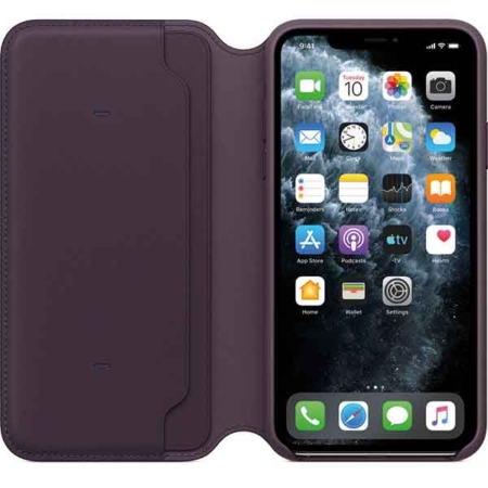 Funda Leather Folio iPhone 11 Pro Max Berenjena