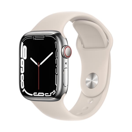 Apple Watch Series 7 Acero Plata Correa Blanco Estrella