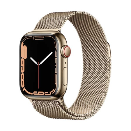 Apple Watch Series 7 Acero Dorado Correa Milanese Dorada