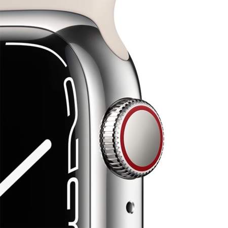 Apple Watch Series 7 Acero Plata correa deportiva blanco estrella
