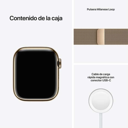 Apple Watch Series 7 Acero Dorado contenido caja