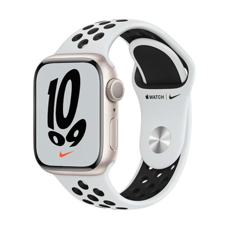 Apple Watch Series 7 Blanco Estrella correa platino negra