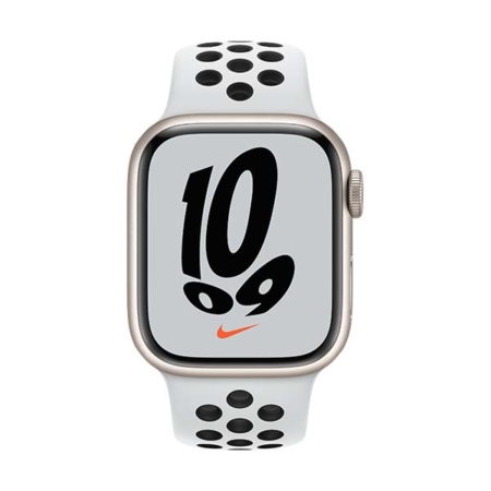 Apple Watch Series 7 Nike Blanco estrella correa platino negra