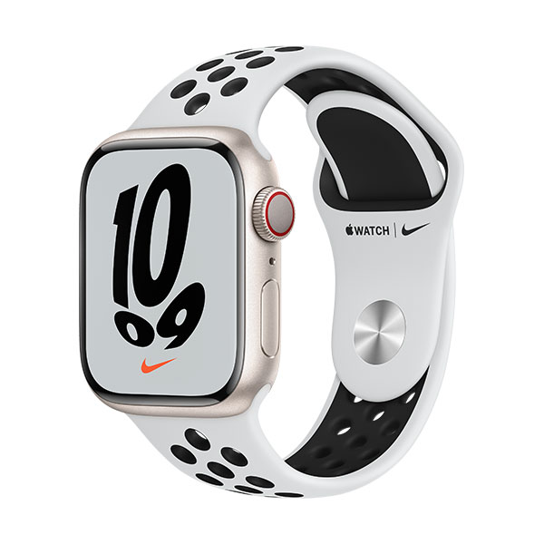 Apple Watch Series 7 Nike GPS + Cell - 45mm Blanco estrella con correa deportiva Platino negra - SICOS Apple Reseller