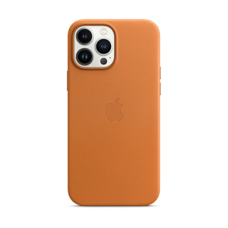 funda de piel apple con magsafe para iPhone 13 pro max color ocre