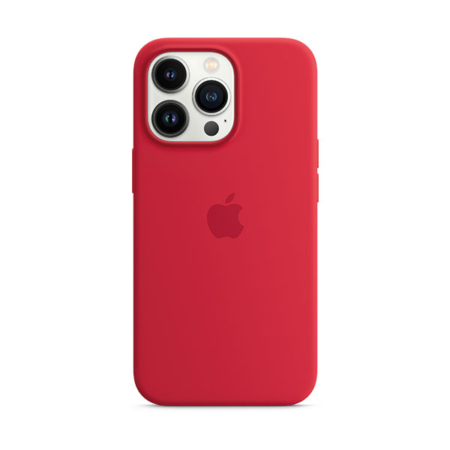 funda de silicona con MagSafe para iPhone 13 Pro roja
