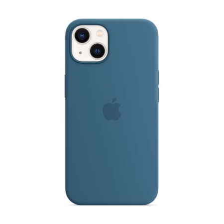 funda de silicona con magsafe para iPhone 13 azul polar