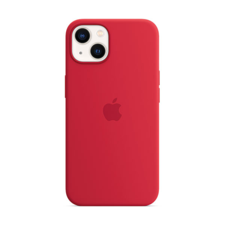 funda de silicona con magsafe para iPhone 13 roja