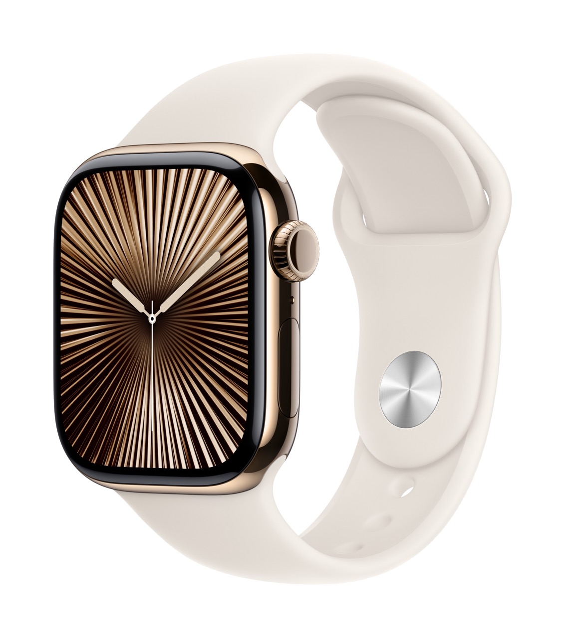 Apple Watch Series 10 GPS + Cellular 42mm Gold Titanium Case with Starlight  Sport Band - S/M